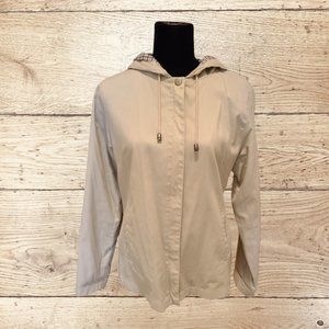 Faded Glory Beige front zip jacket with hood Small Cotton